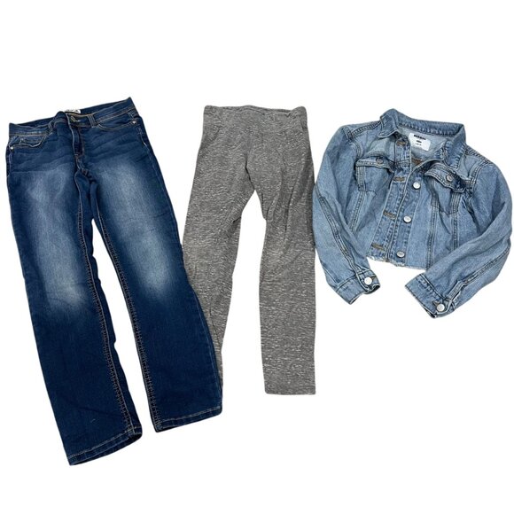 Justice Girls Hoodie Jeans Leggings Denim Jacket & Long Sleeve Shirt Bundle M/10 - Picture 4 of 4